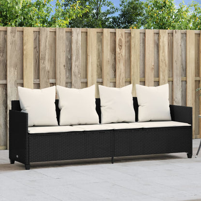 Sun Lounger with Black Polyrattan Cushions