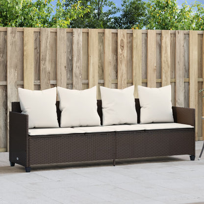 Sun lounger with brown cushions in polyrattan