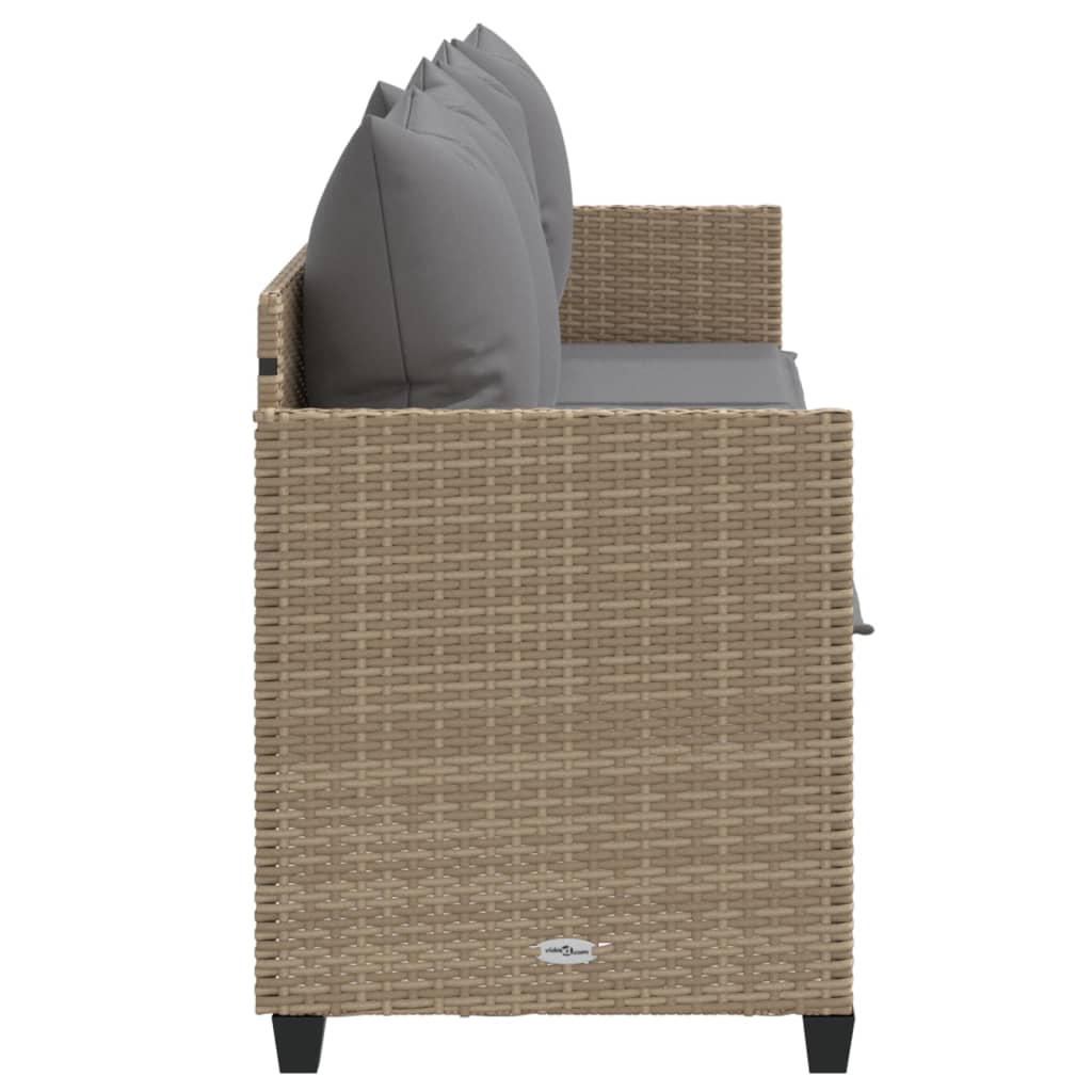 Lettino Prendisole con Cuscini Beige in Polyrattan