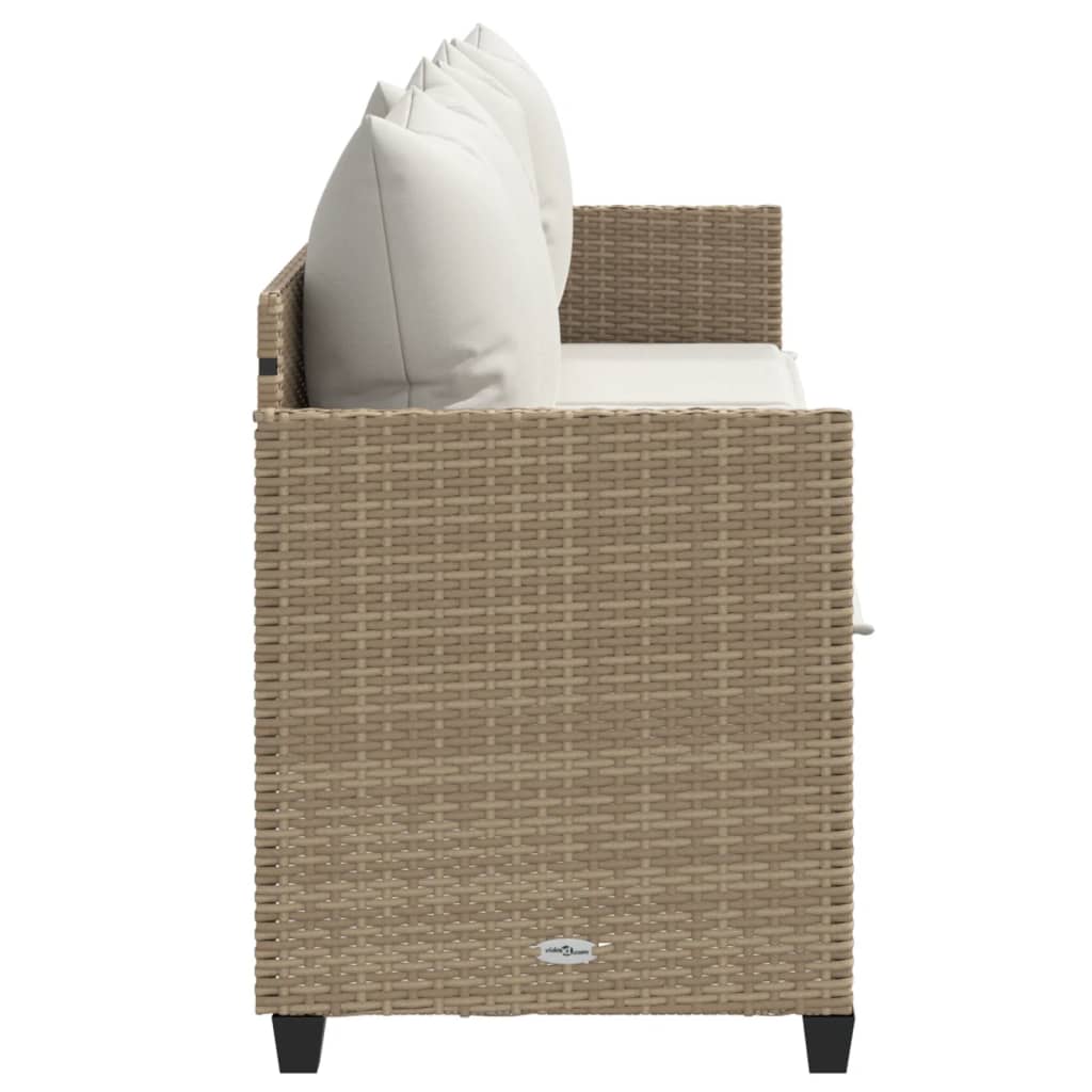 Lettino Prendisole con Cuscini Beige in Polyrattan