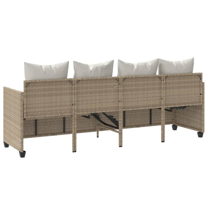 Lettino Prendisole con Cuscini Beige in Polyrattan