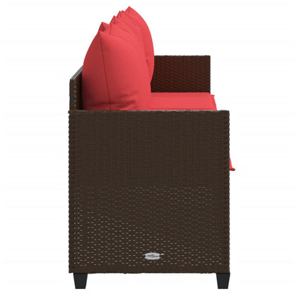 Lettino Prendisole con Cuscini Marrone in Polyrattan