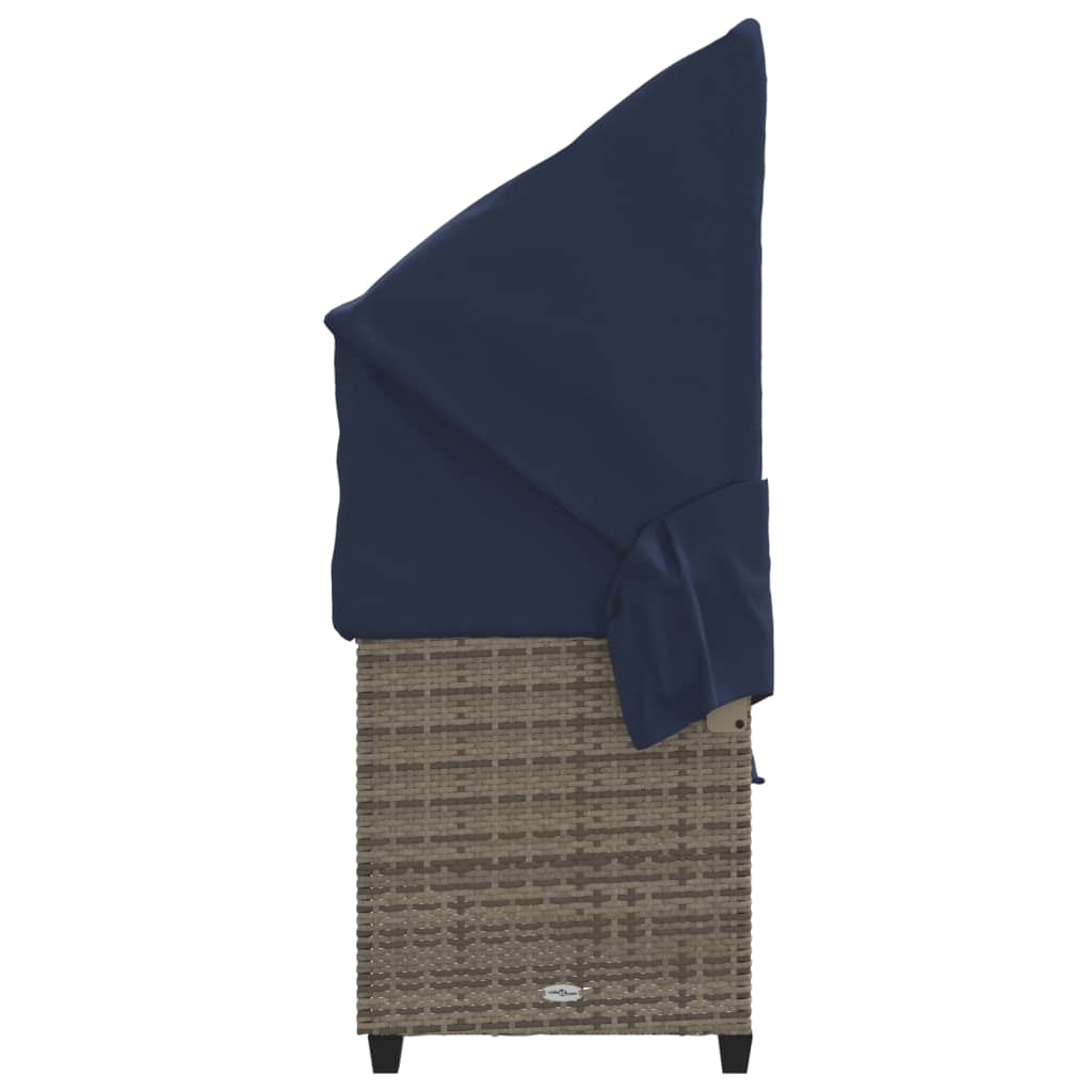 Lettino Prendisole con Baldacchino e Cuscini Grigio Polyrattan | homemem39