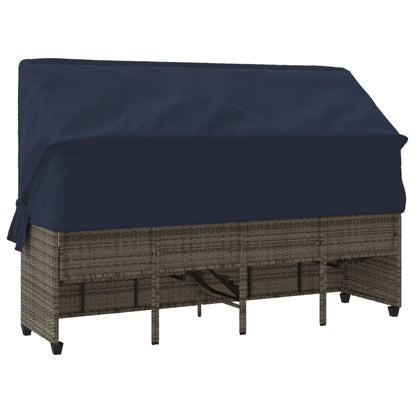 Lettino Prendisole con Baldacchino e Cuscini Grigio Polyrattan | homemem39