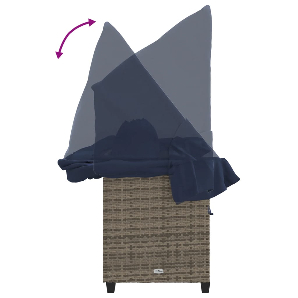 Lettino Prendisole con Baldacchino e Cuscini Grigio Polyrattan | homemem39