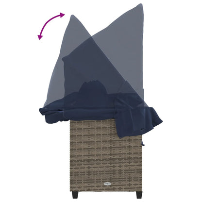 Lettino Prendisole con Baldacchino e Cuscini Grigio Polyrattan | homemem39