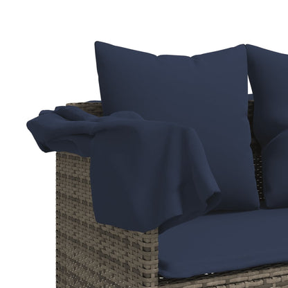 Lettino Prendisole con Baldacchino e Cuscini Grigio Polyrattan | homemem39