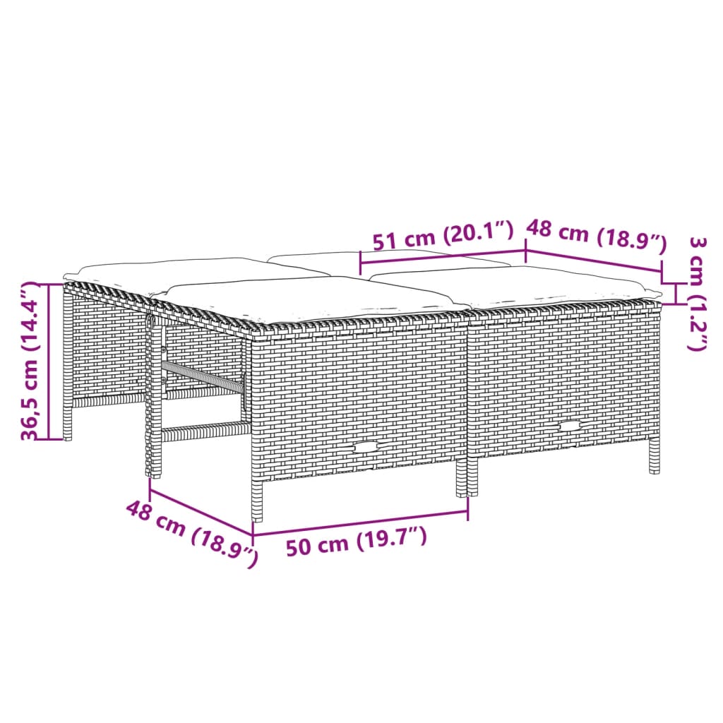 Sgabelli da Giardino con Cuscini 4 pz Marrone in Polyrattan