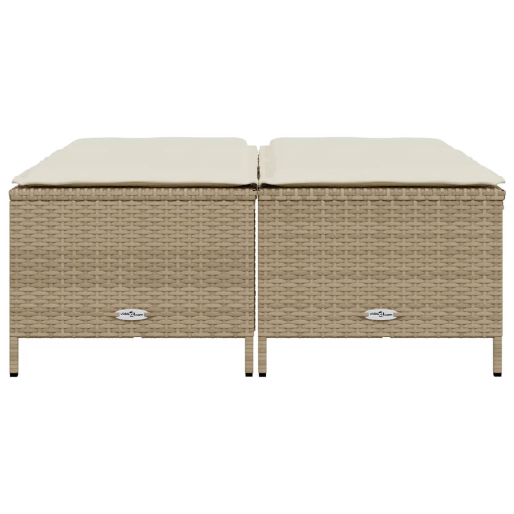 Sgabelli da Giardino con Cuscini 4 pz Beige in Polyrattan