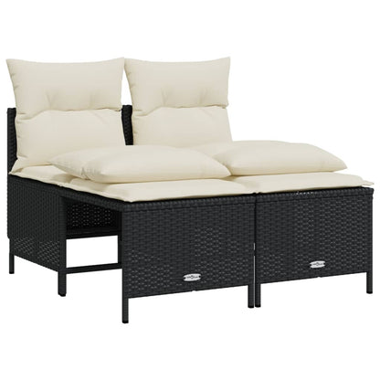 Set Divani da Giardino 4 pz con Cuscini Nero in Polyrattan | homemem39
