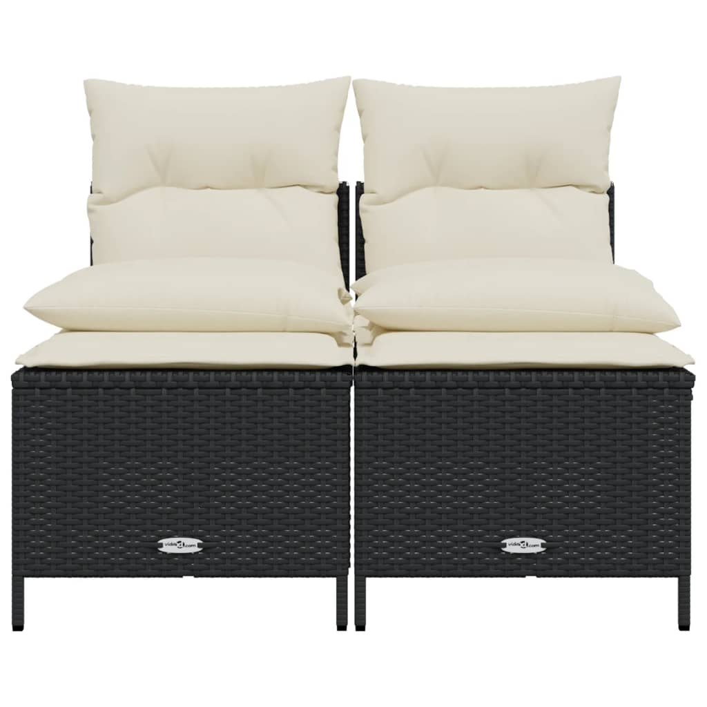 Set Divani da Giardino 4 pz con Cuscini Nero in Polyrattan | homemem39