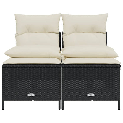 Set Divani da Giardino 4 pz con Cuscini Nero in Polyrattan | homemem39