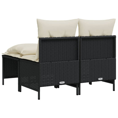 Set Divani da Giardino 4 pz con Cuscini Nero in Polyrattan | homemem39