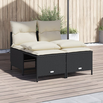 Set Divani da Giardino 4 pz con Cuscini Nero in Polyrattan | homemem39