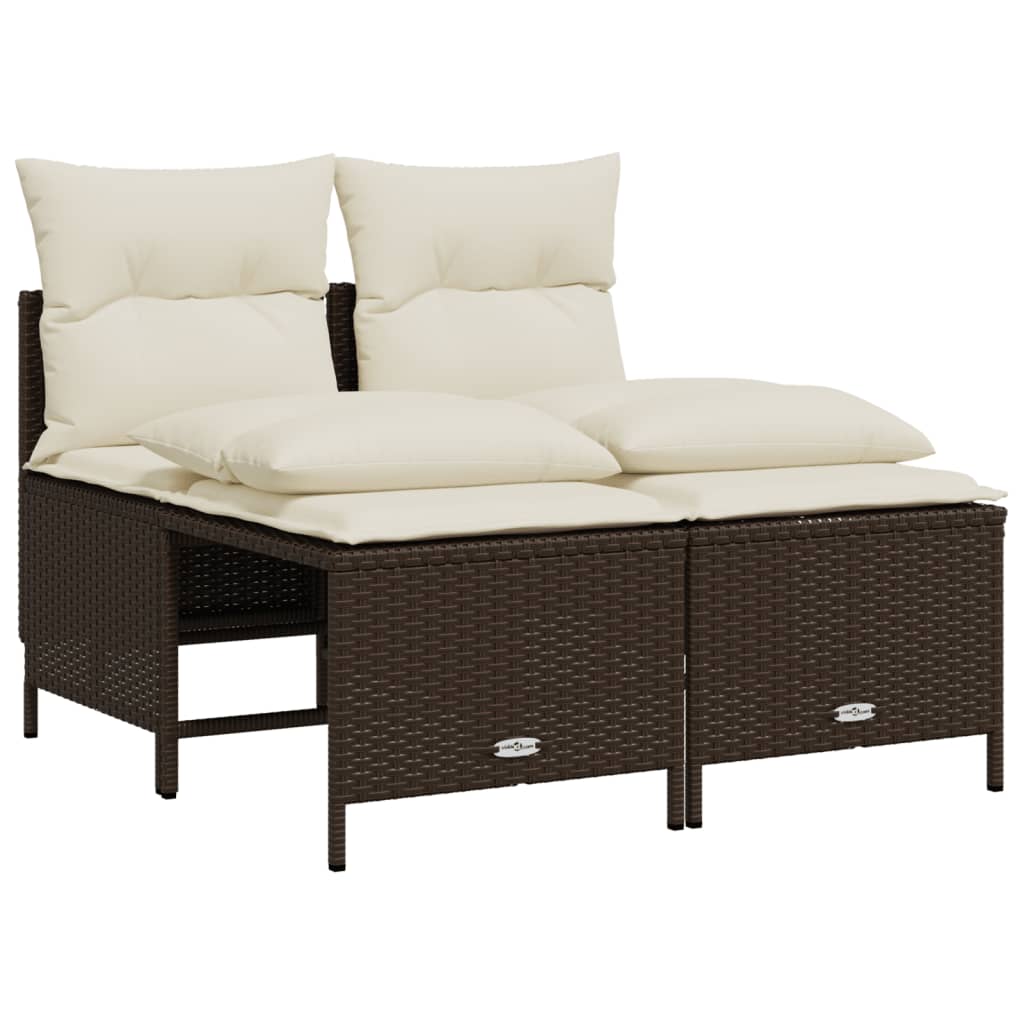 Set Divano da Giardino 4 pz con Cuscini Marrone in Polyrattan | homemem39