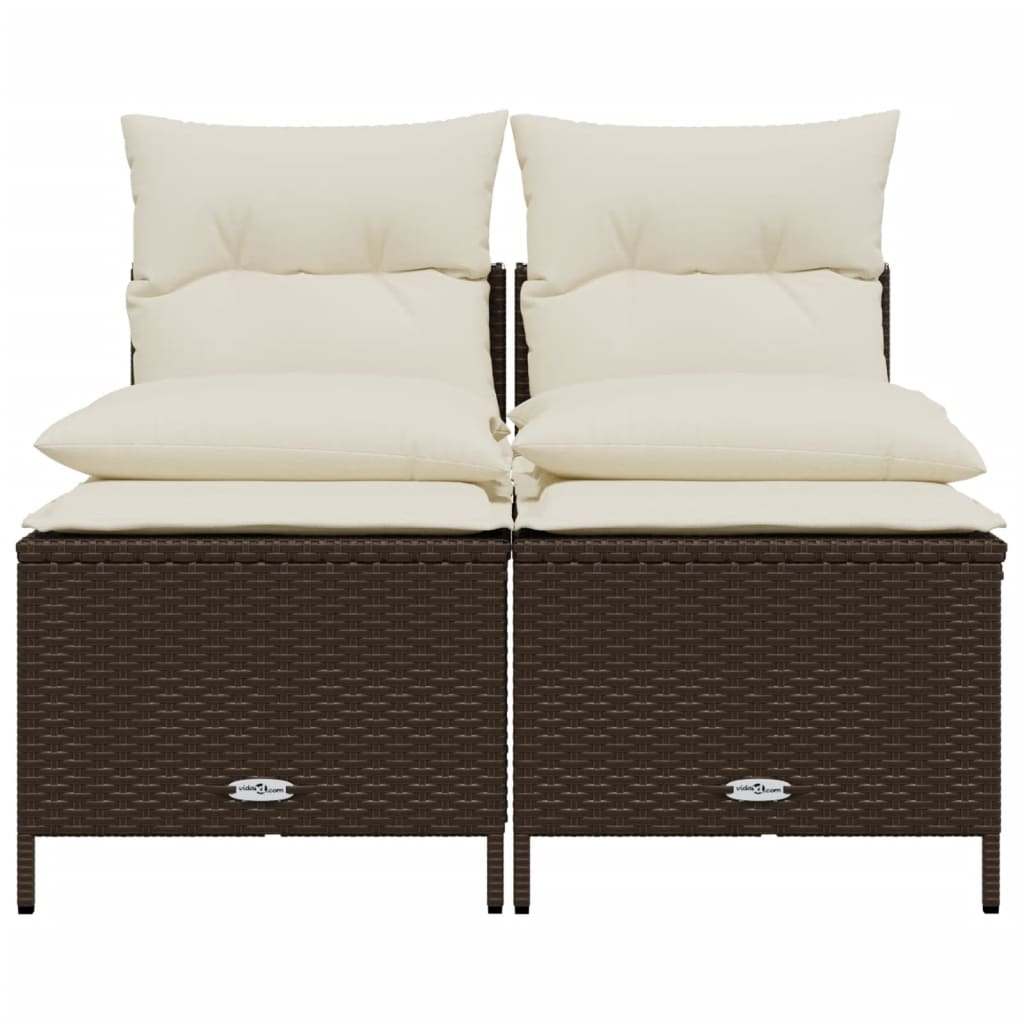 Set Divano da Giardino 4 pz con Cuscini Marrone in Polyrattan | homemem39