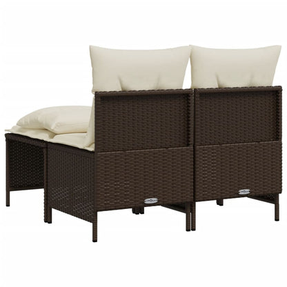 Set Divano da Giardino 4 pz con Cuscini Marrone in Polyrattan | homemem39