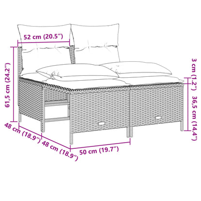 Set Divano da Giardino 4 pz con Cuscini Marrone in Polyrattan | homemem39