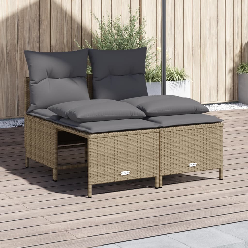 Set Divano da Giardino 4 pz con Cuscini in Polyrattan