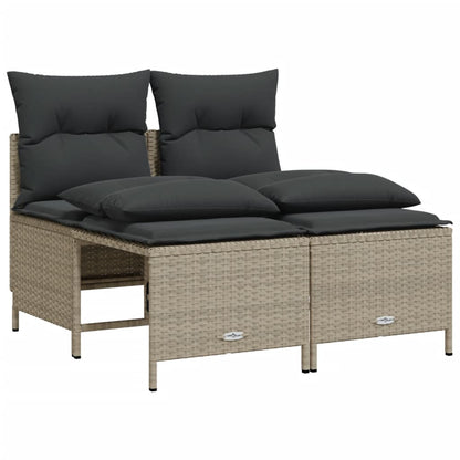 Set Divano da Giardino 4pz con Cuscini Grigio Chiaro Polyrattan | homemem39