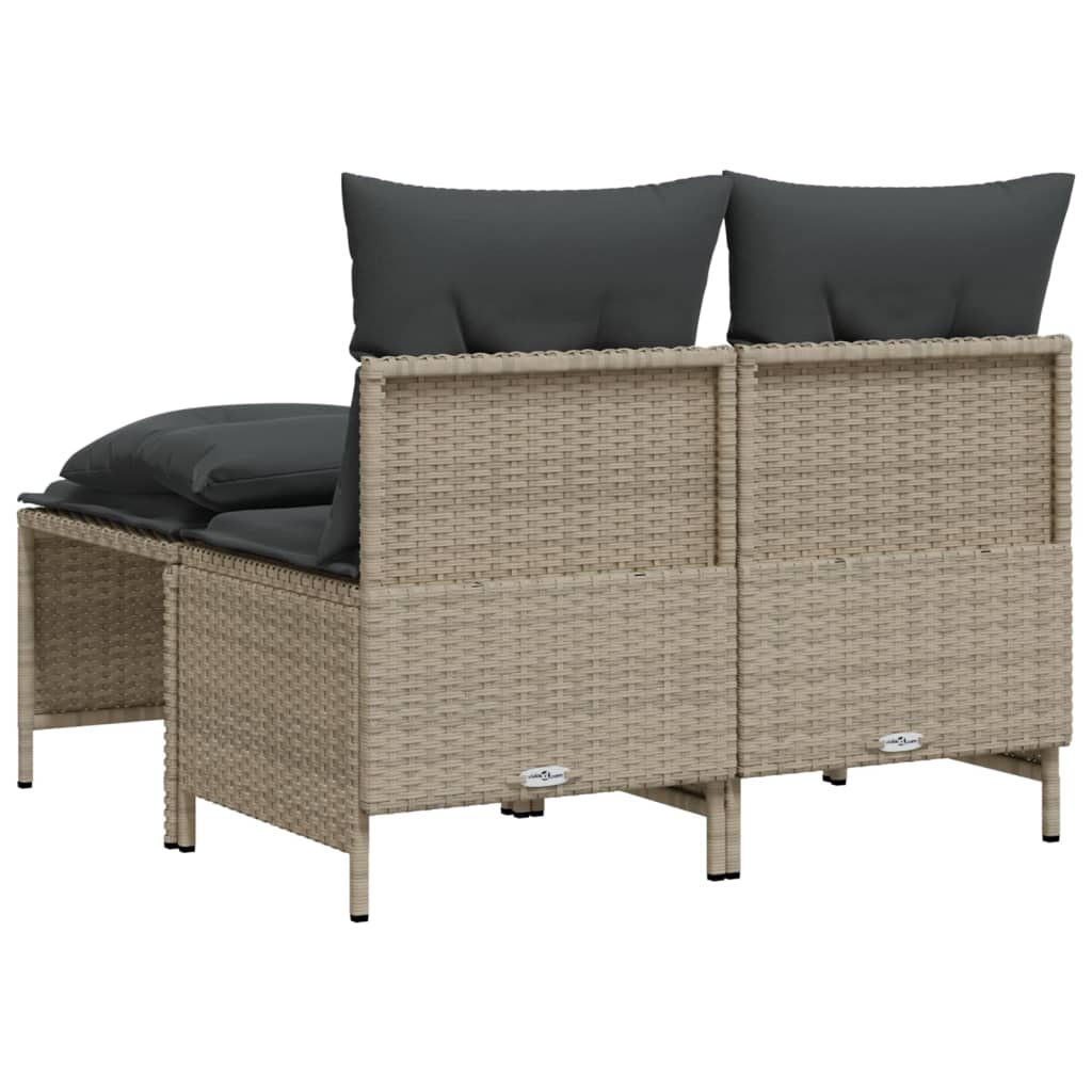 Set Divano da Giardino 4pz con Cuscini Grigio Chiaro Polyrattan | homemem39