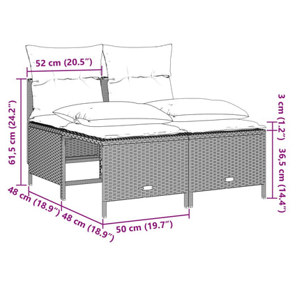Set Divano da Giardino 4pz con Cuscini Grigio Chiaro Polyrattan | homemem39