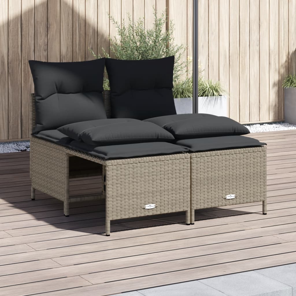 Set Divano da Giardino 4pz con Cuscini Grigio Chiaro Polyrattan | homemem39