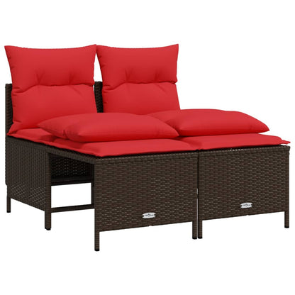 Set Divani da Giardino 4 pz con Cuscini Marrone in Polyrattan | homemem39