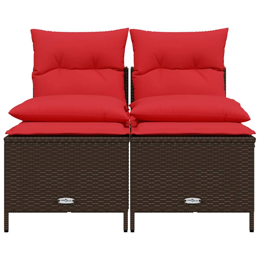 Set Divani da Giardino 4 pz con Cuscini Marrone in Polyrattan | homemem39