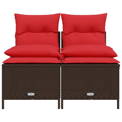 Set Divani da Giardino 4 pz con Cuscini Marrone in Polyrattan | homemem39
