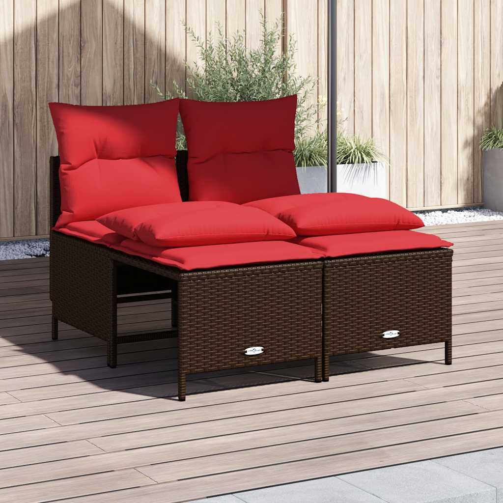 Set Divani da Giardino 4 pz con Cuscini Marrone in Polyrattan | homemem39