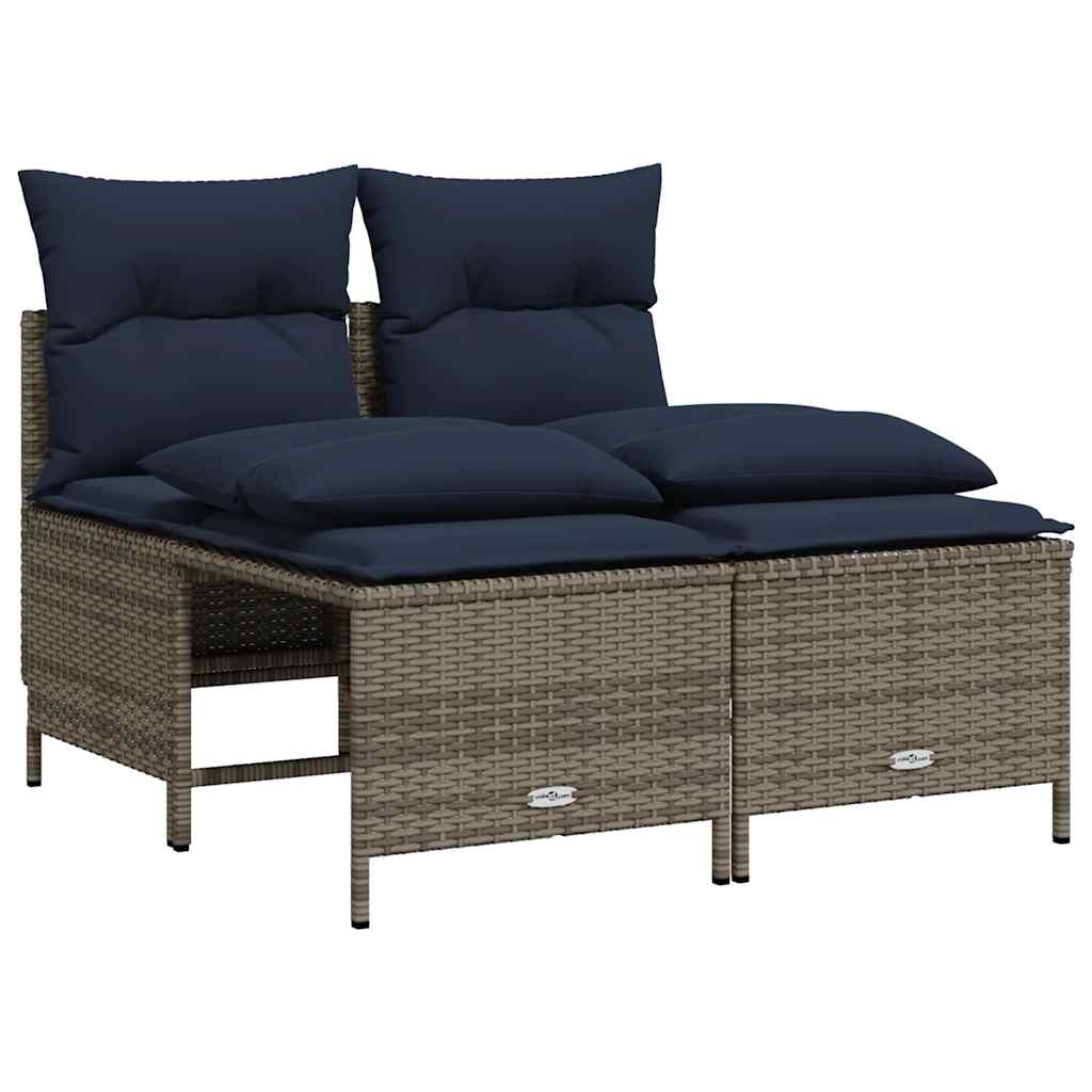 Set Divani da Giardino 4 pz con Cuscini Grigio in Polyrattan | homemem39