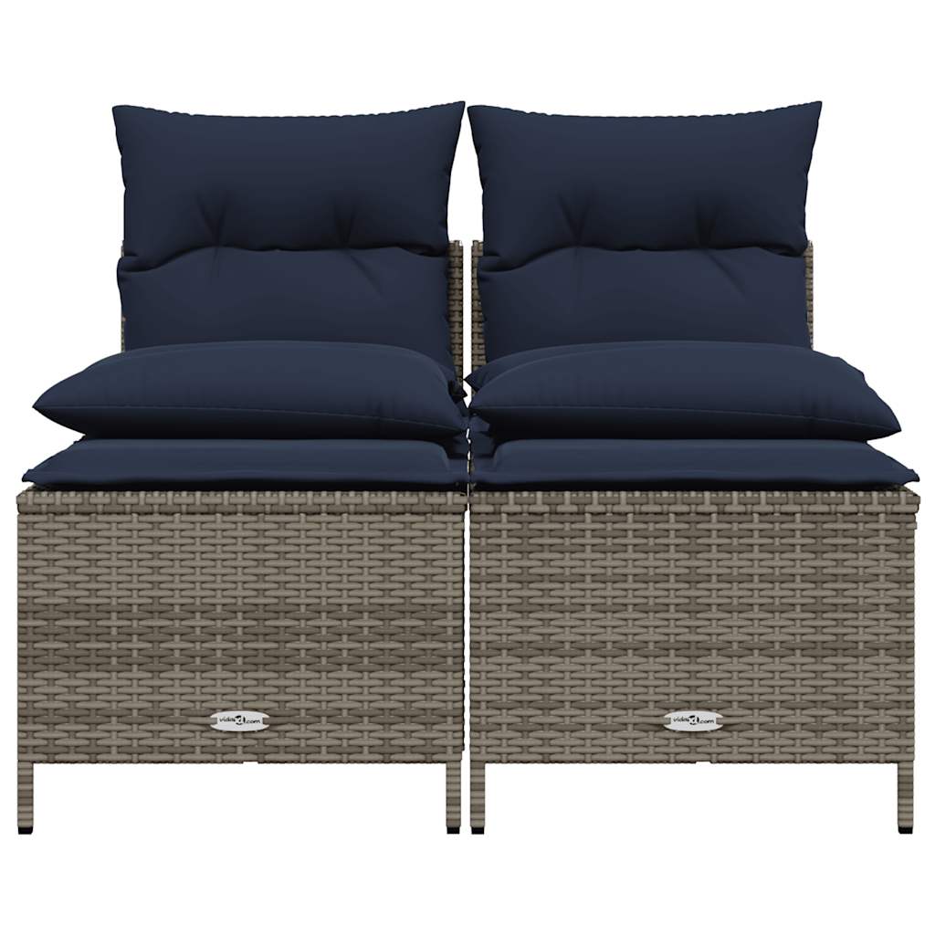 Set Divani da Giardino 4 pz con Cuscini Grigio in Polyrattan | homemem39