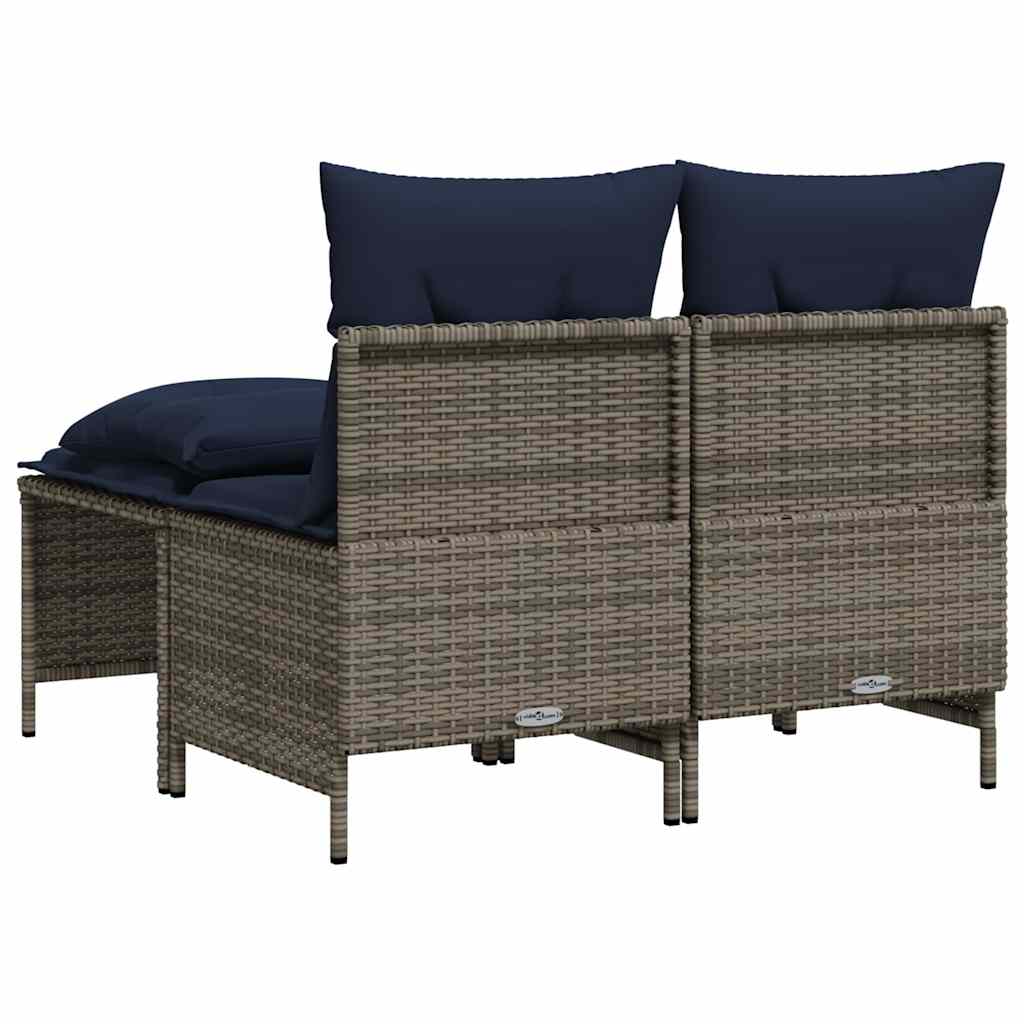 Set Divani da Giardino 4 pz con Cuscini Grigio in Polyrattan | homemem39