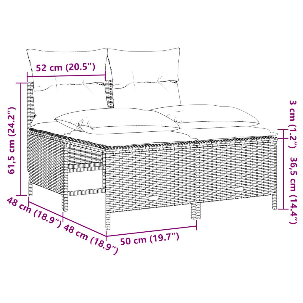 Set Divani da Giardino 4 pz con Cuscini Grigio in Polyrattan | homemem39