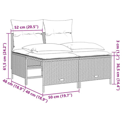 Set Divani da Giardino 4 pz con Cuscini Grigio in Polyrattan | homemem39
