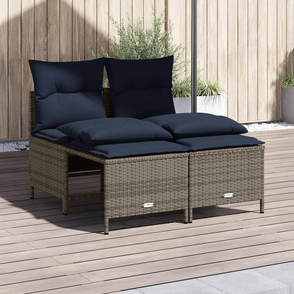 Set Divani da Giardino 4 pz con Cuscini Grigio in Polyrattan | homemem39