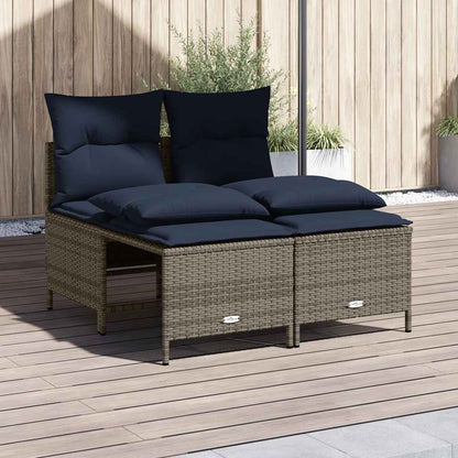 Set Divani da Giardino 4 pz con Cuscini Grigio in Polyrattan | homemem39
