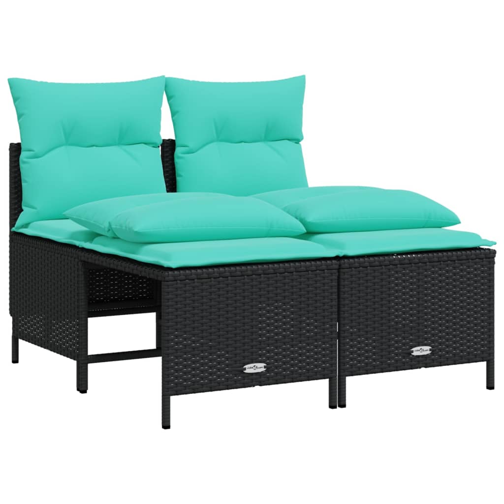 Set Divani da Giardino 4 pz con Cuscini Nero in Polyrattan | homemem39