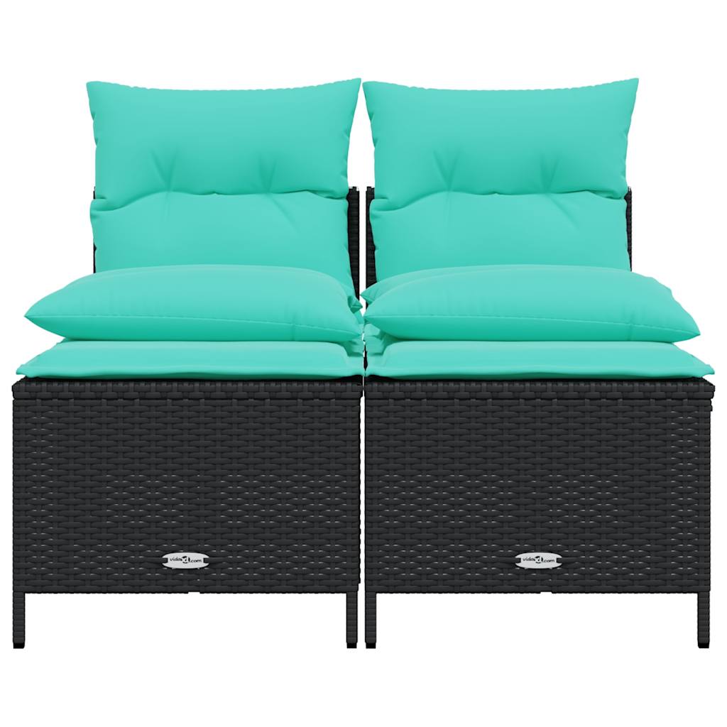Set Divani da Giardino 4 pz con Cuscini Nero in Polyrattan | homemem39