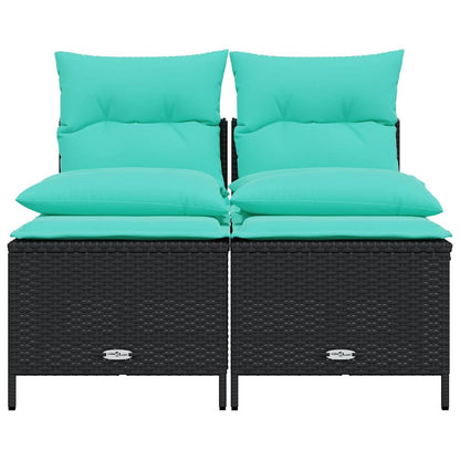 Set Divani da Giardino 4 pz con Cuscini Nero in Polyrattan | homemem39