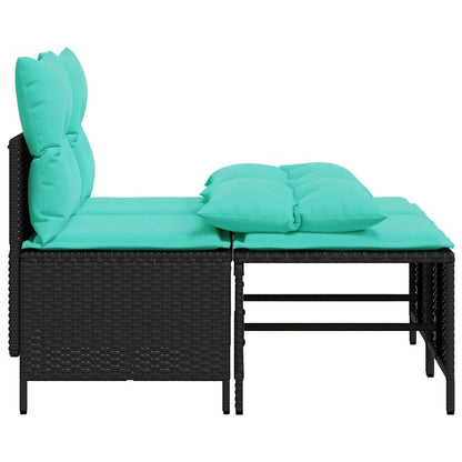 Set Divani da Giardino 4 pz con Cuscini Nero in Polyrattan