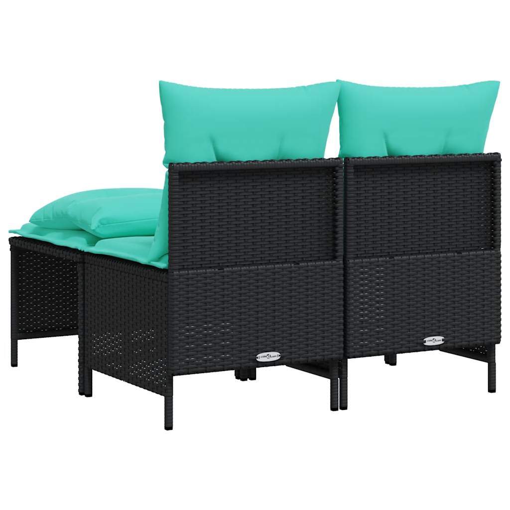 Set Divani da Giardino 4 pz con Cuscini Nero in Polyrattan | homemem39