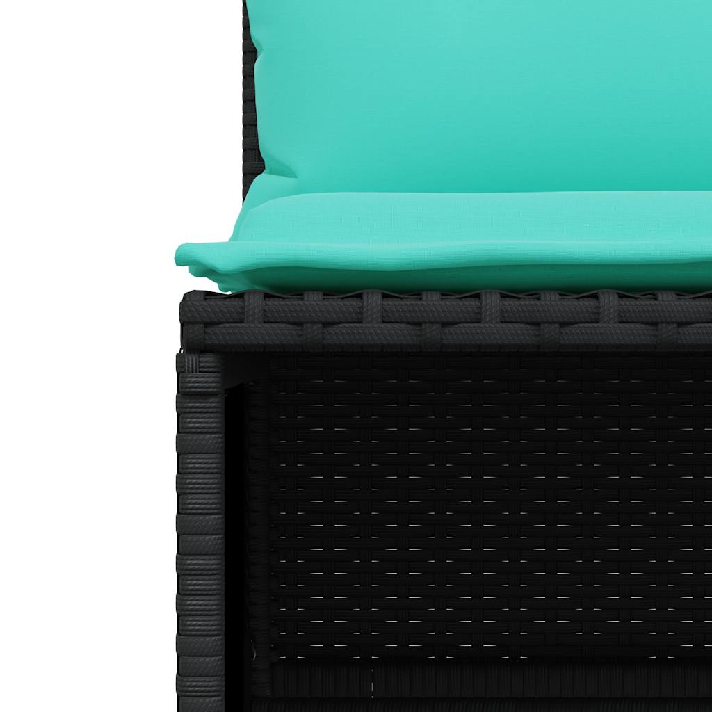 Set Divani da Giardino 4 pz con Cuscini Nero in Polyrattan | homemem39