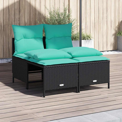 Set Divani da Giardino 4 pz con Cuscini Nero in Polyrattan | homemem39