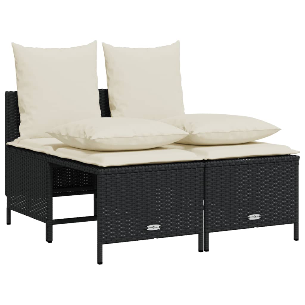 Set Divani da Giardino 4 pz con Cuscini Nero in Polyrattan - homemem39