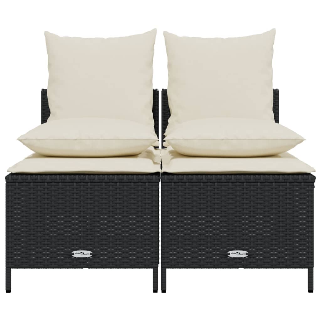 Set Divani da Giardino 4 pz con Cuscini Nero in Polyrattan - homemem39