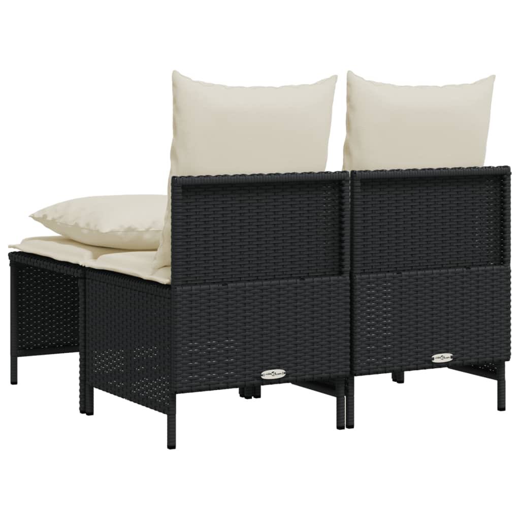 Set Divani da Giardino 4 pz con Cuscini Nero in Polyrattan - homemem39
