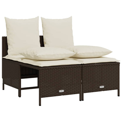 Set Divano da Giardino 4 pz con Cuscini Marrone in Polyrattan | homemem39
