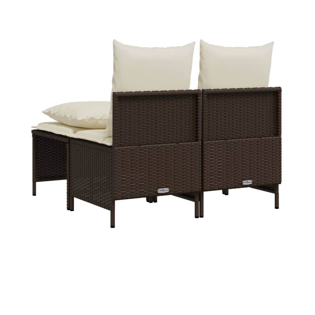 Set Divano da Giardino 4 pz con Cuscini Marrone in Polyrattan | homemem39